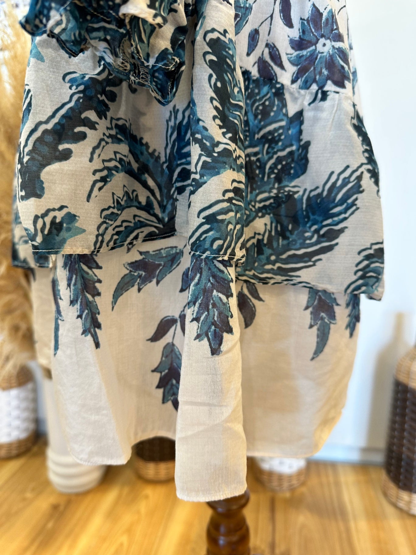 [SALE] OnceWas - Melbourne - 30% Silk + 70% Cotton Dress - Size 1 / Small - Beige and blue RRP: $429.00