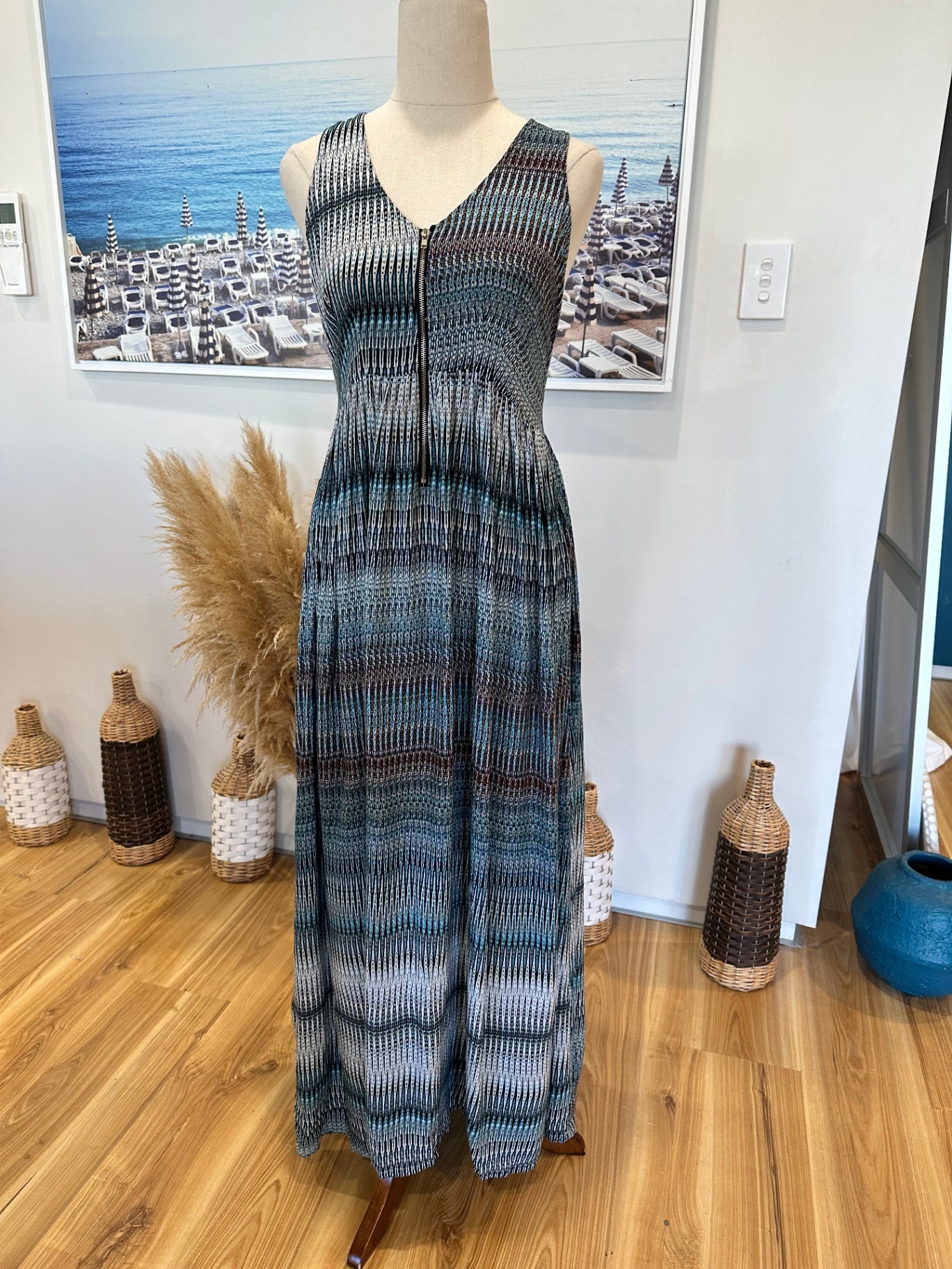 Spiral - Bohemian Maxi Dress - Size 10 - Ocean Tones