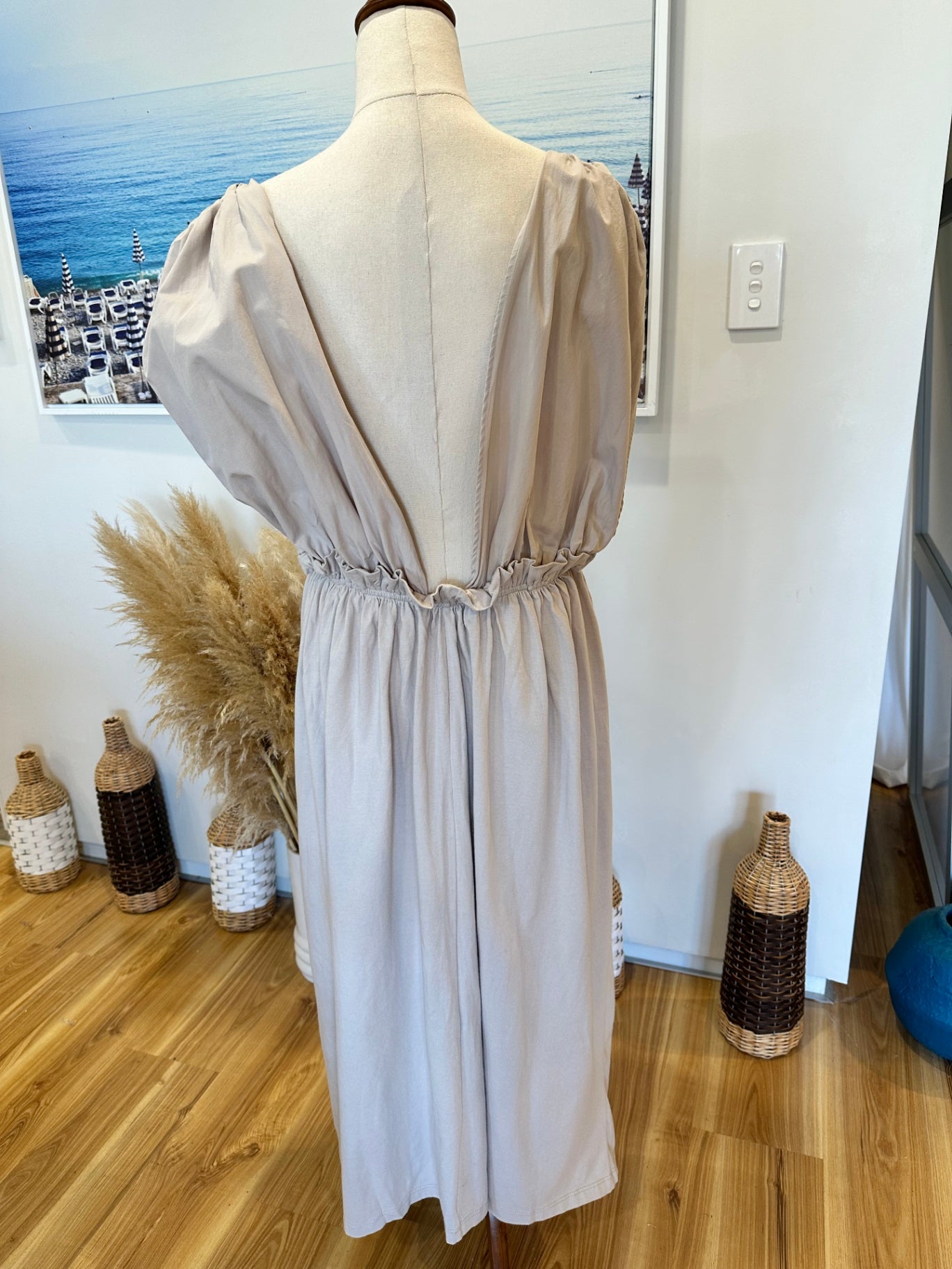 [SALE] Zara - Goddess Dress - Medium - Beige - 100% Cotton