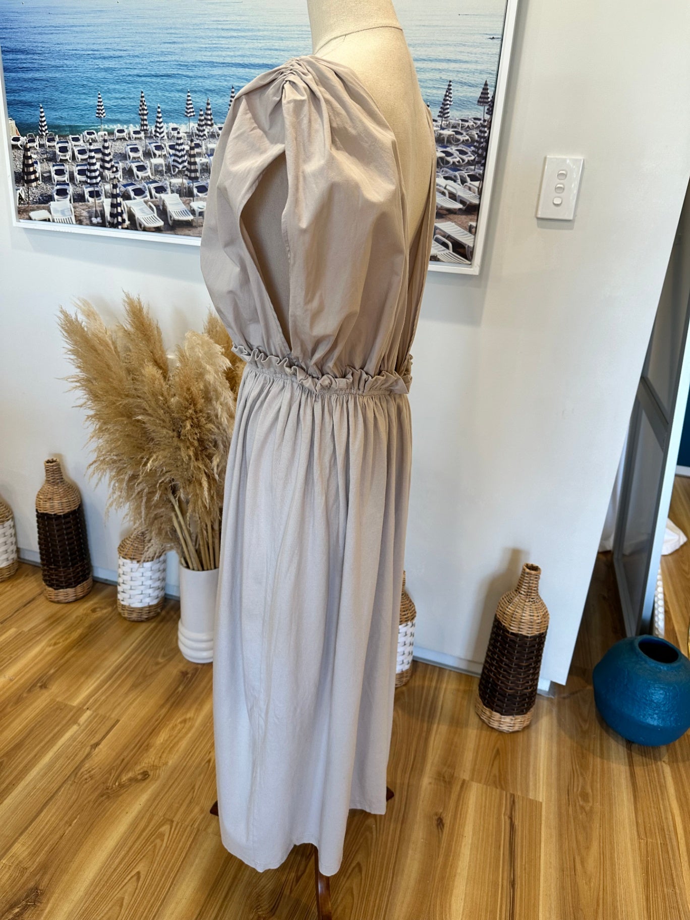 [SALE] Zara - Goddess Dress - Medium - Beige - 100% Cotton
