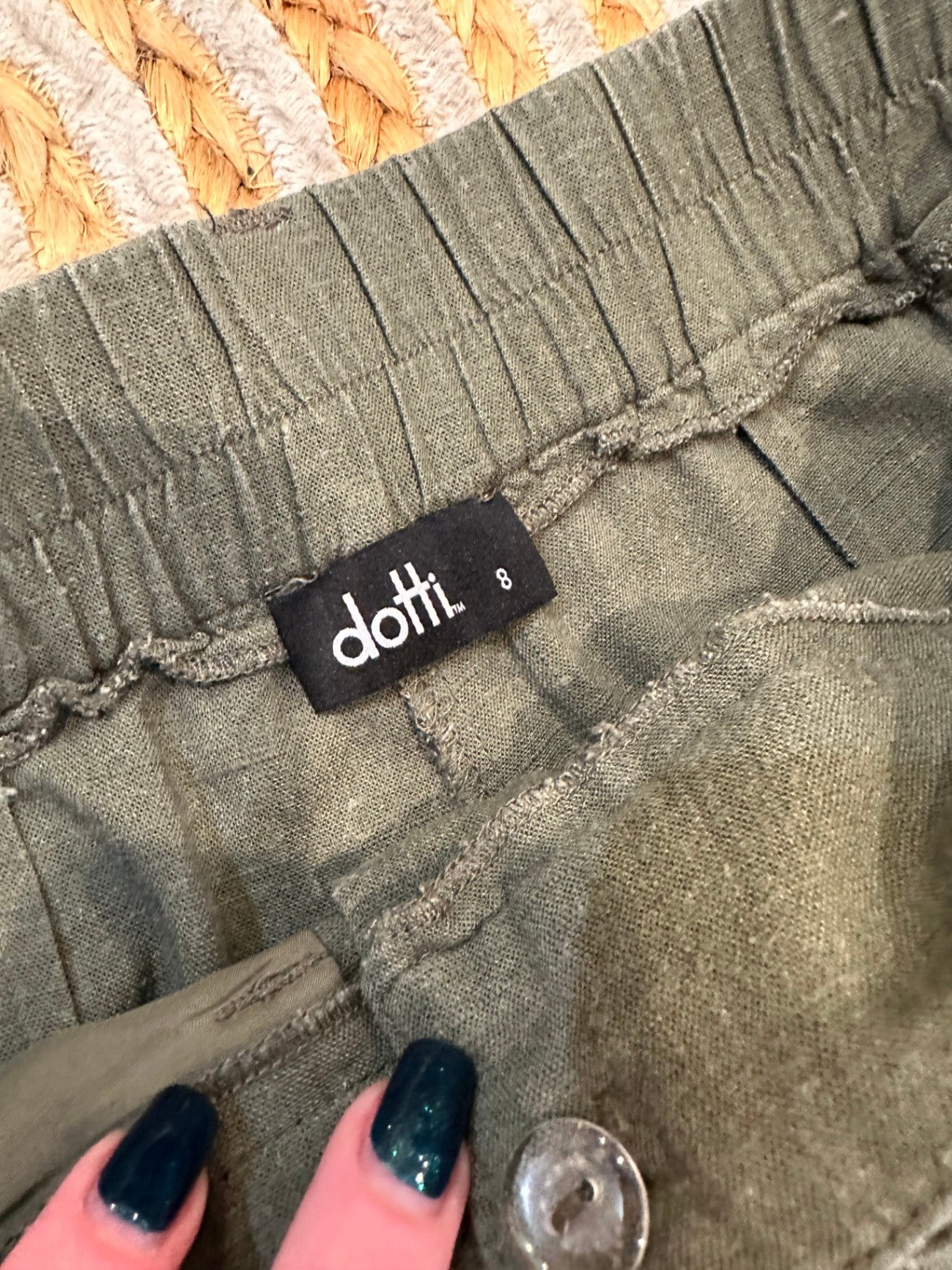 Dotti - Pants - Size 8 - Olive Green - 30% Linen