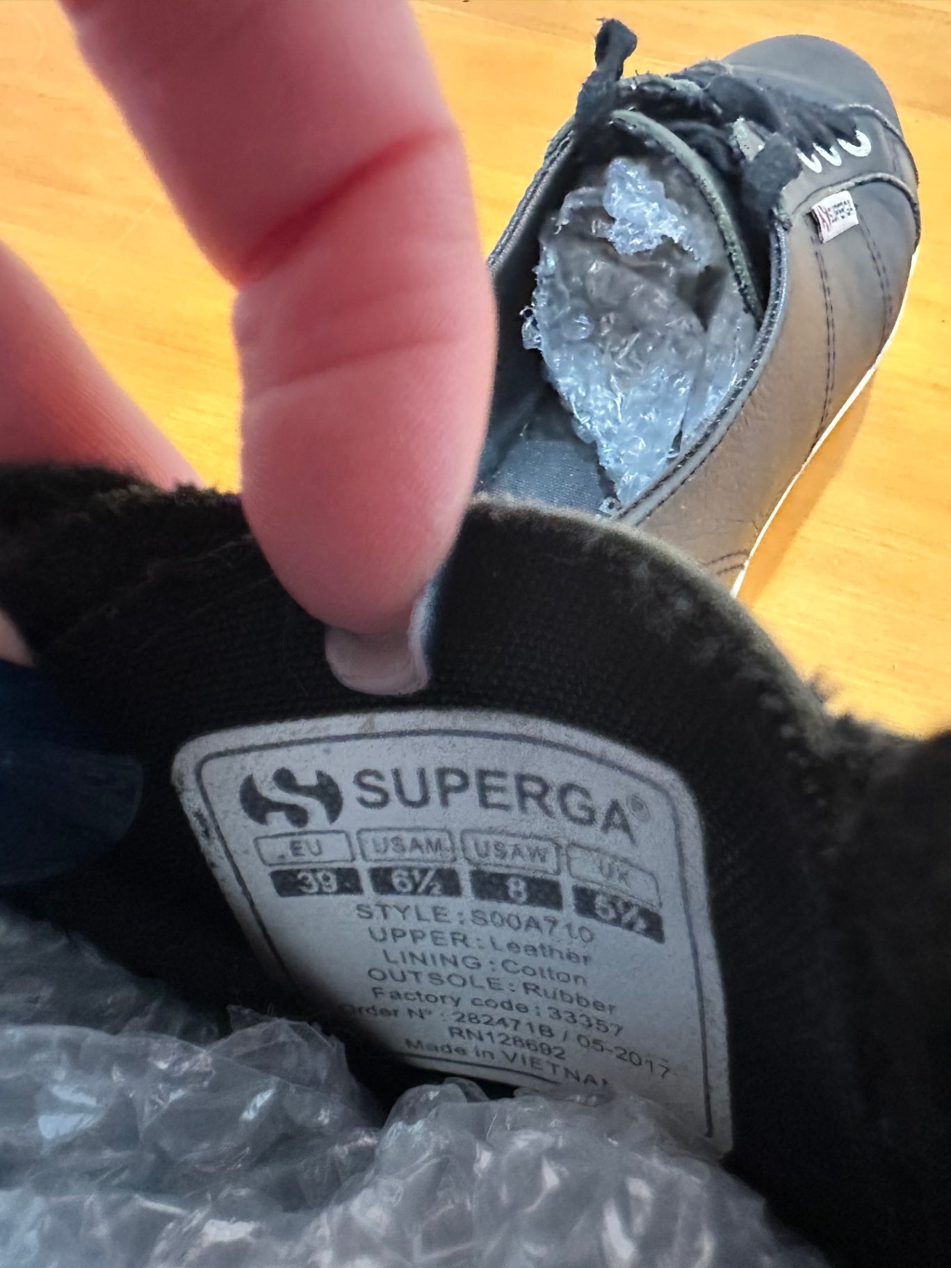 Superga - Black Leather Platform Sneakers - Size EU39