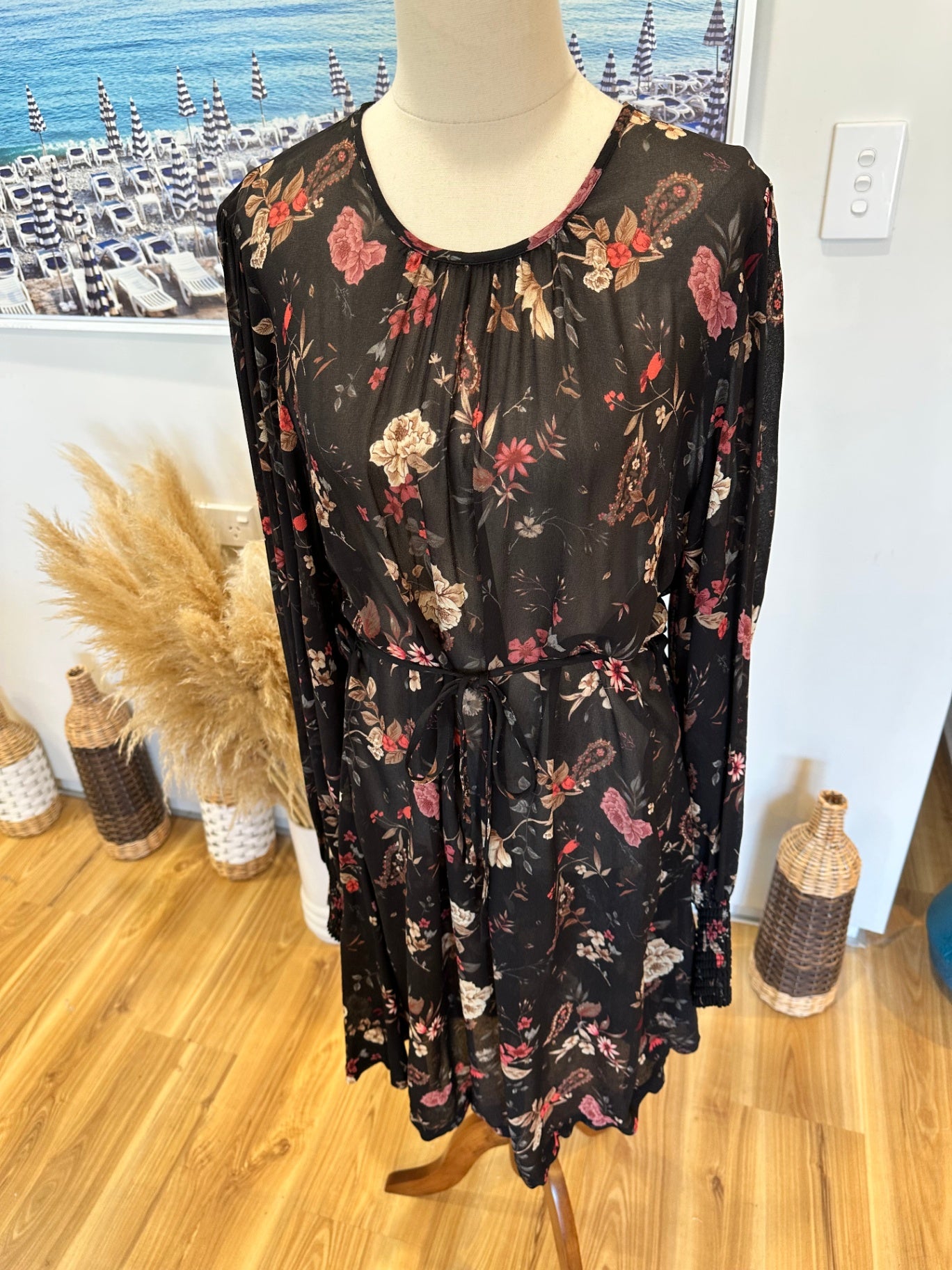 [SALE] Max Dress - Size 12 - Black with boho floral pattern