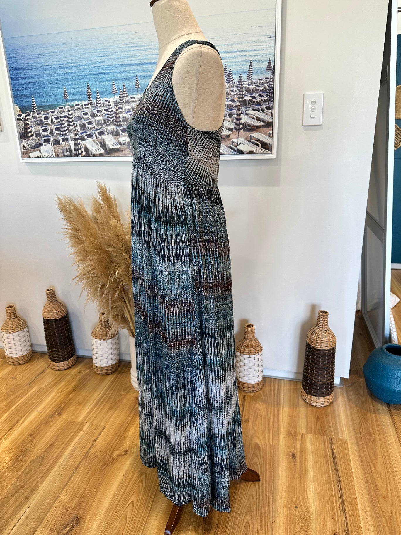 Spiral - Bohemian Maxi Dress - Size 10 - Ocean Tones