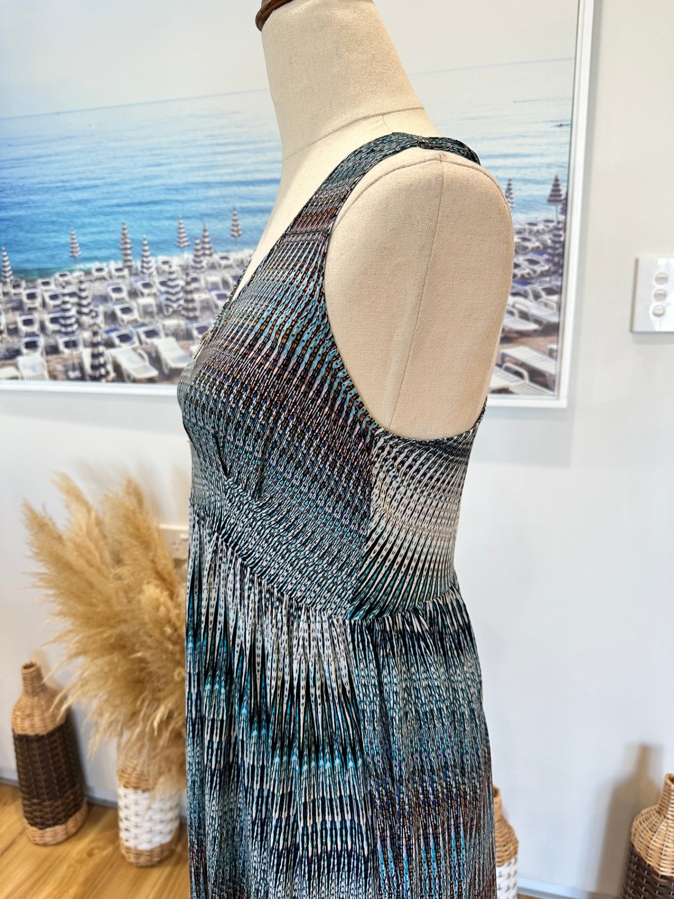 Spiral - Bohemian Maxi Dress - Size 10 - Ocean Tones