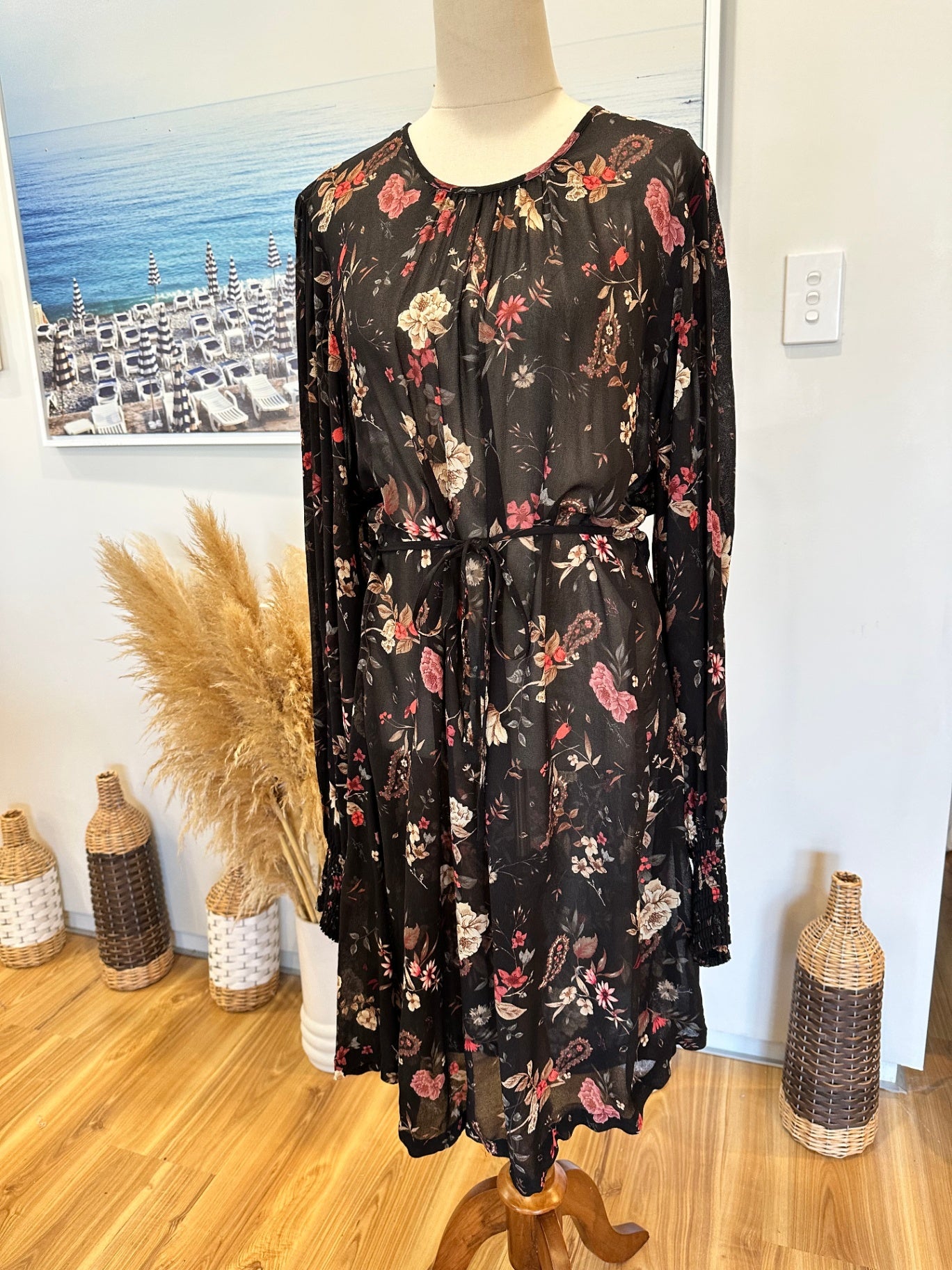 [SALE] Max Dress - Size 12 - Black with boho floral pattern