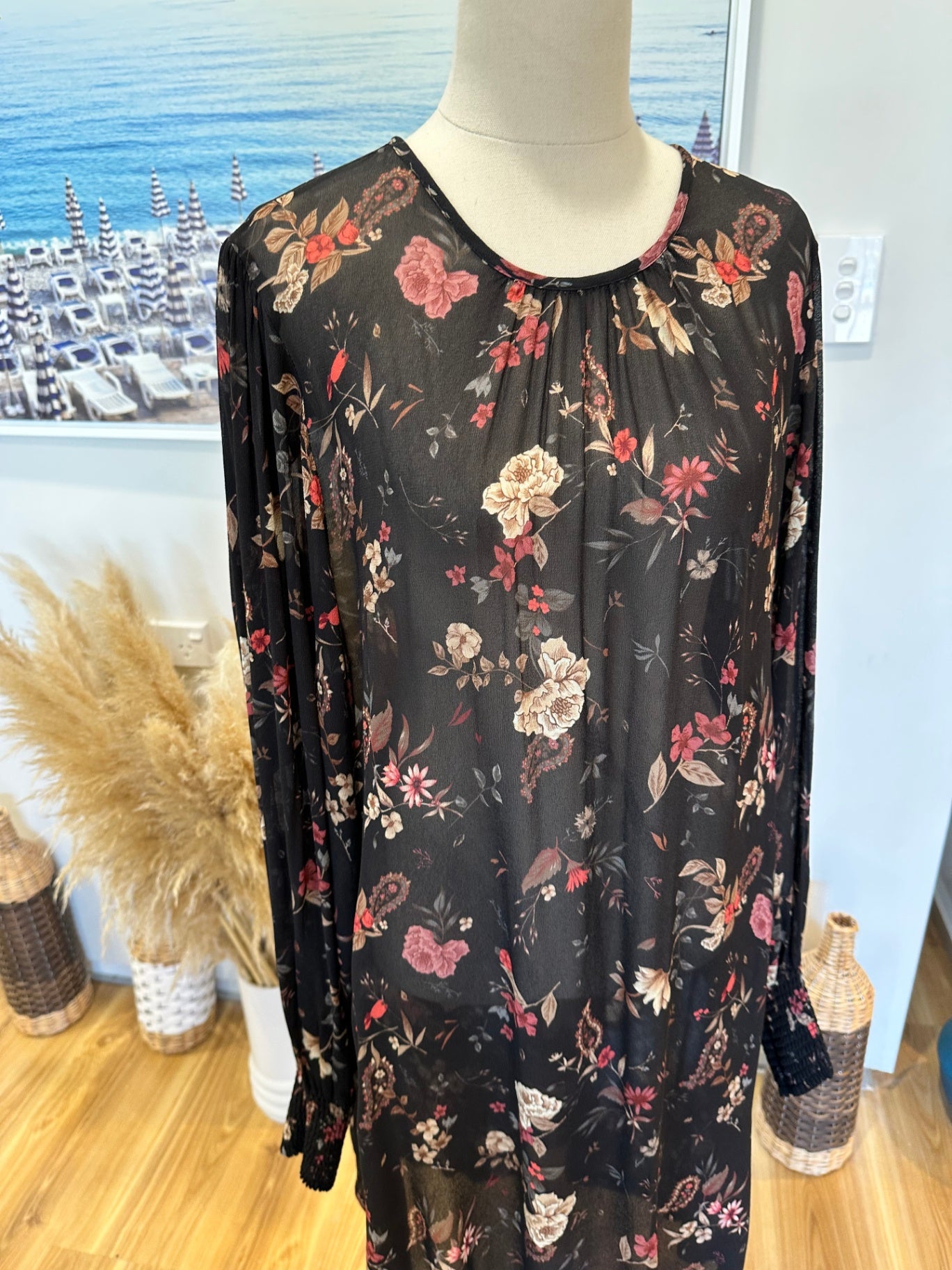 [SALE] Max Dress - Size 12 - Black with boho floral pattern