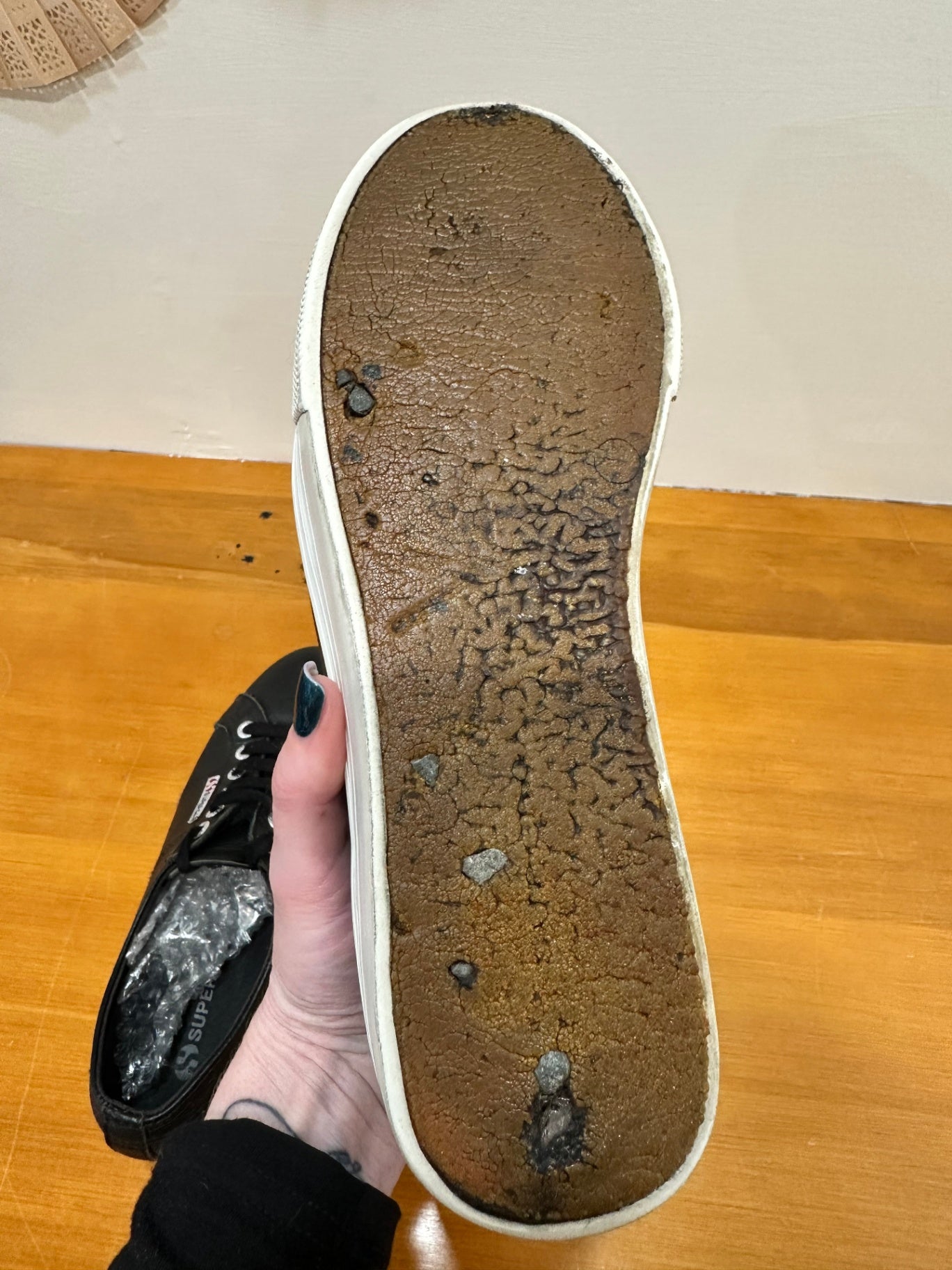 Superga - Black Leather Platform Sneakers - Size EU39