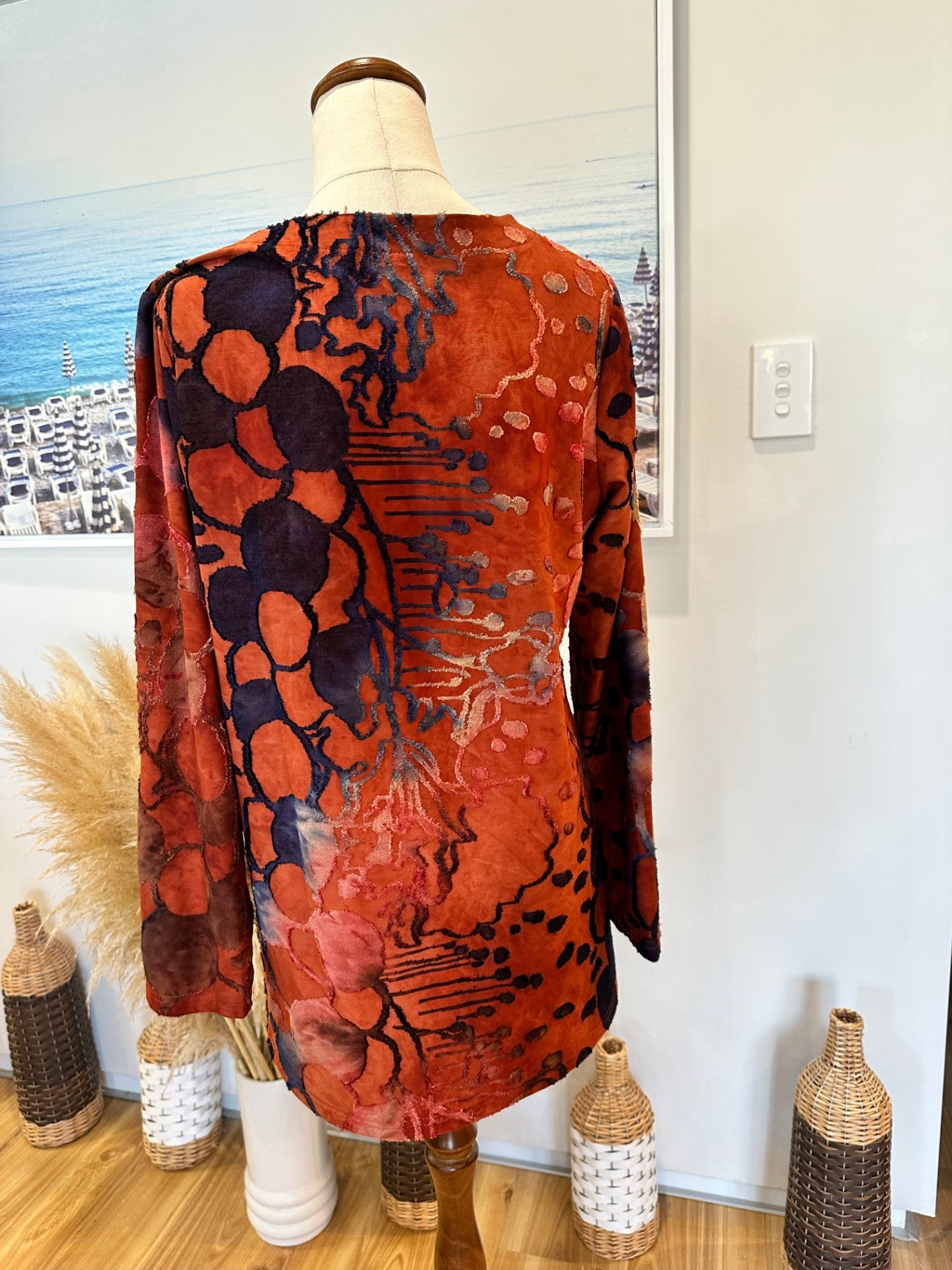 [SALE] Merric - Top - Size 8 - Rust orange with velvet texture