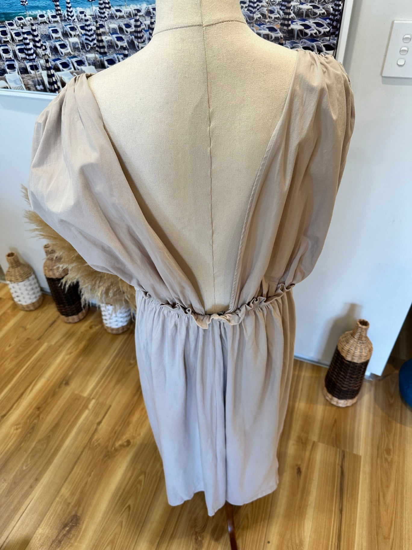 [SALE] Zara - Goddess Dress - Medium - Beige - 100% Cotton