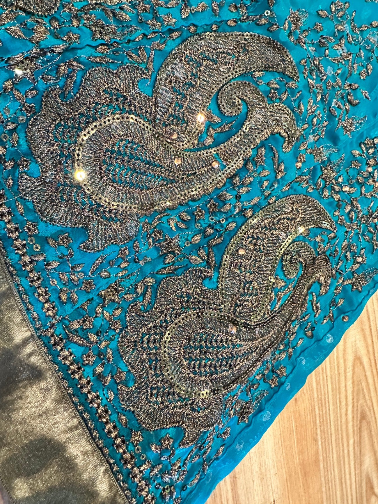 [SALE] Bohemian Dress - Extra Small - Turquoise with Bronze Sequins