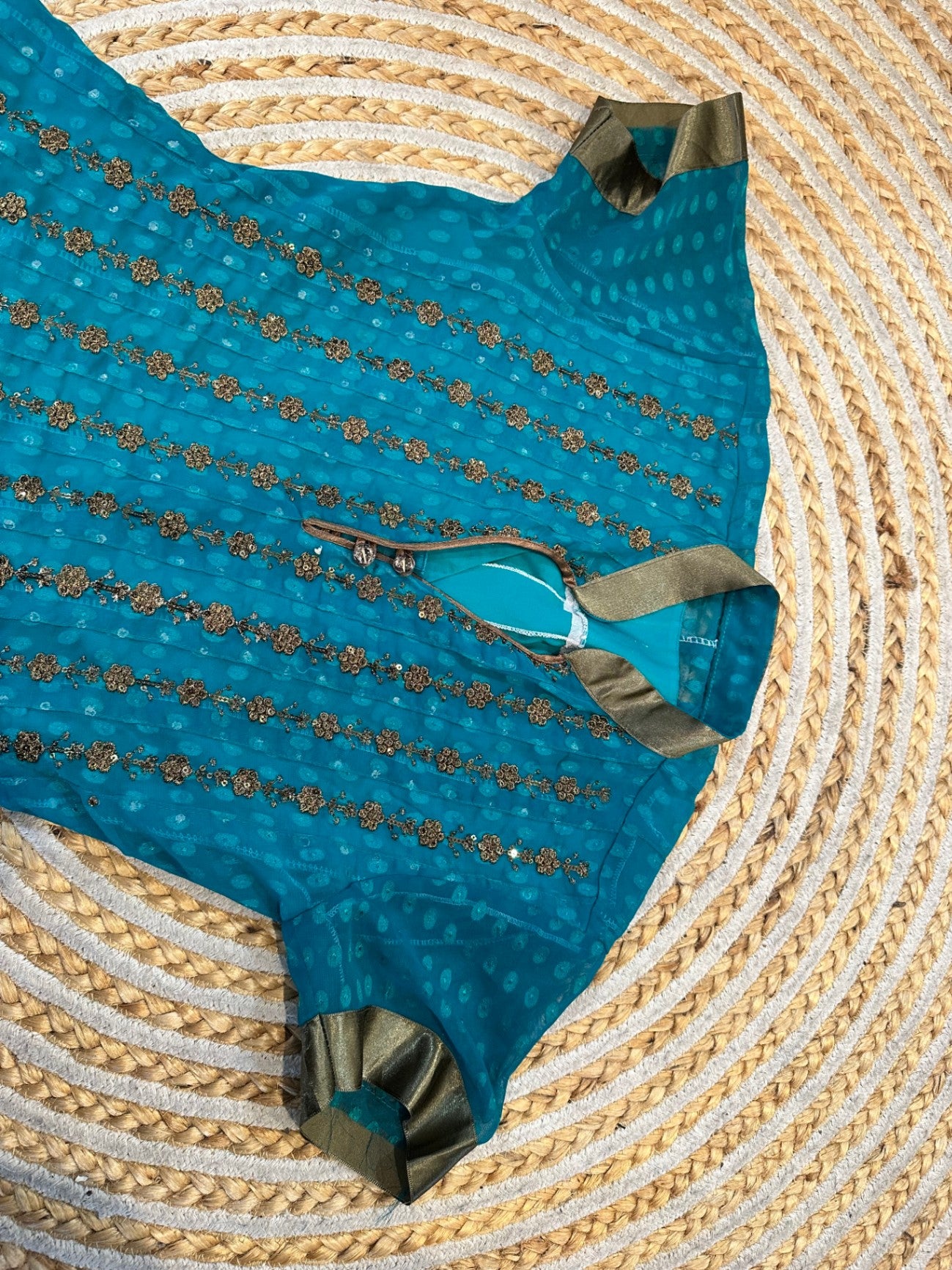 [SALE] Bohemian Dress - Extra Small - Turquoise with Bronze Sequins