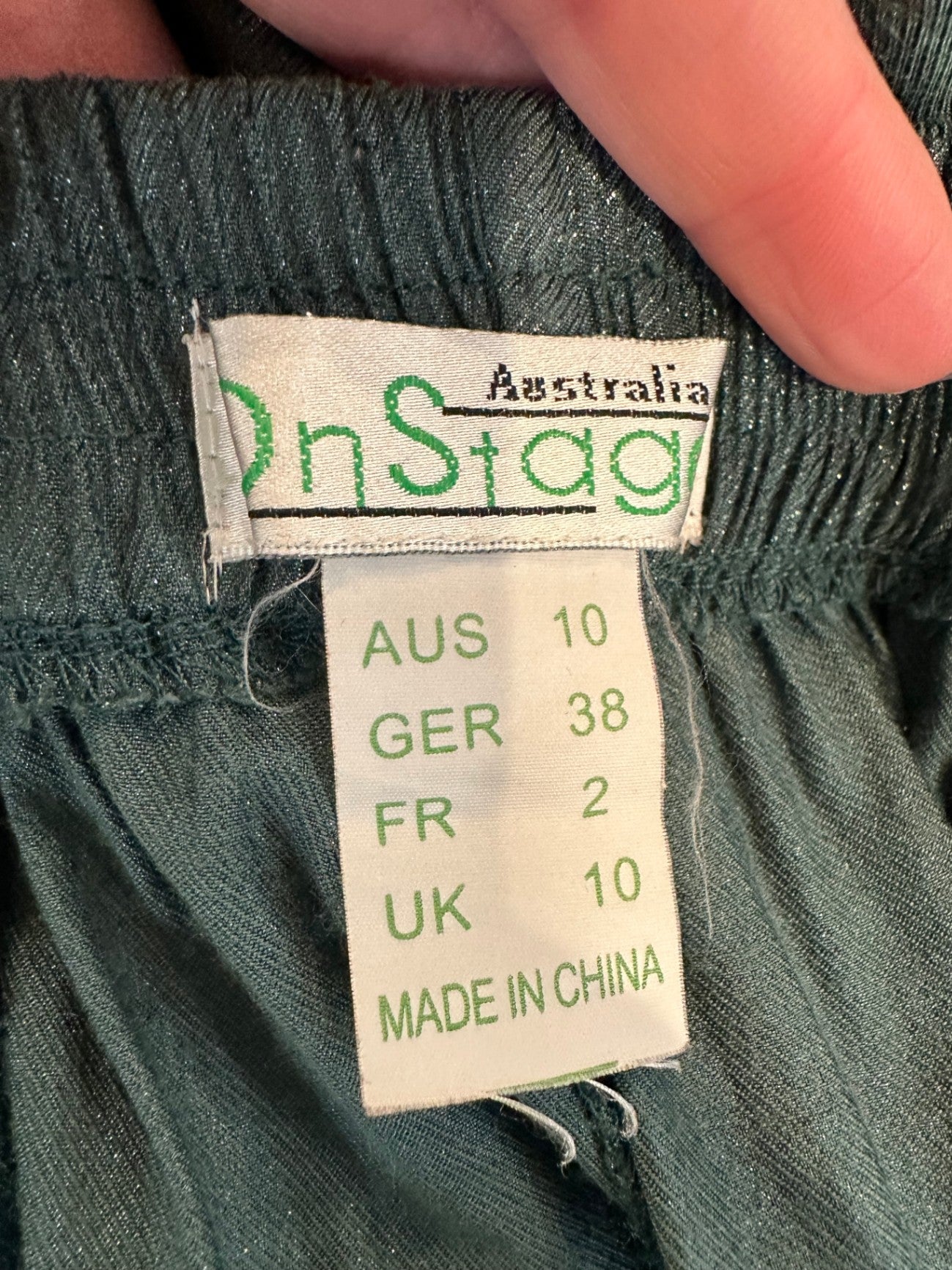 On Stage - Pants - Size 10 - Green with embroidered Waistline