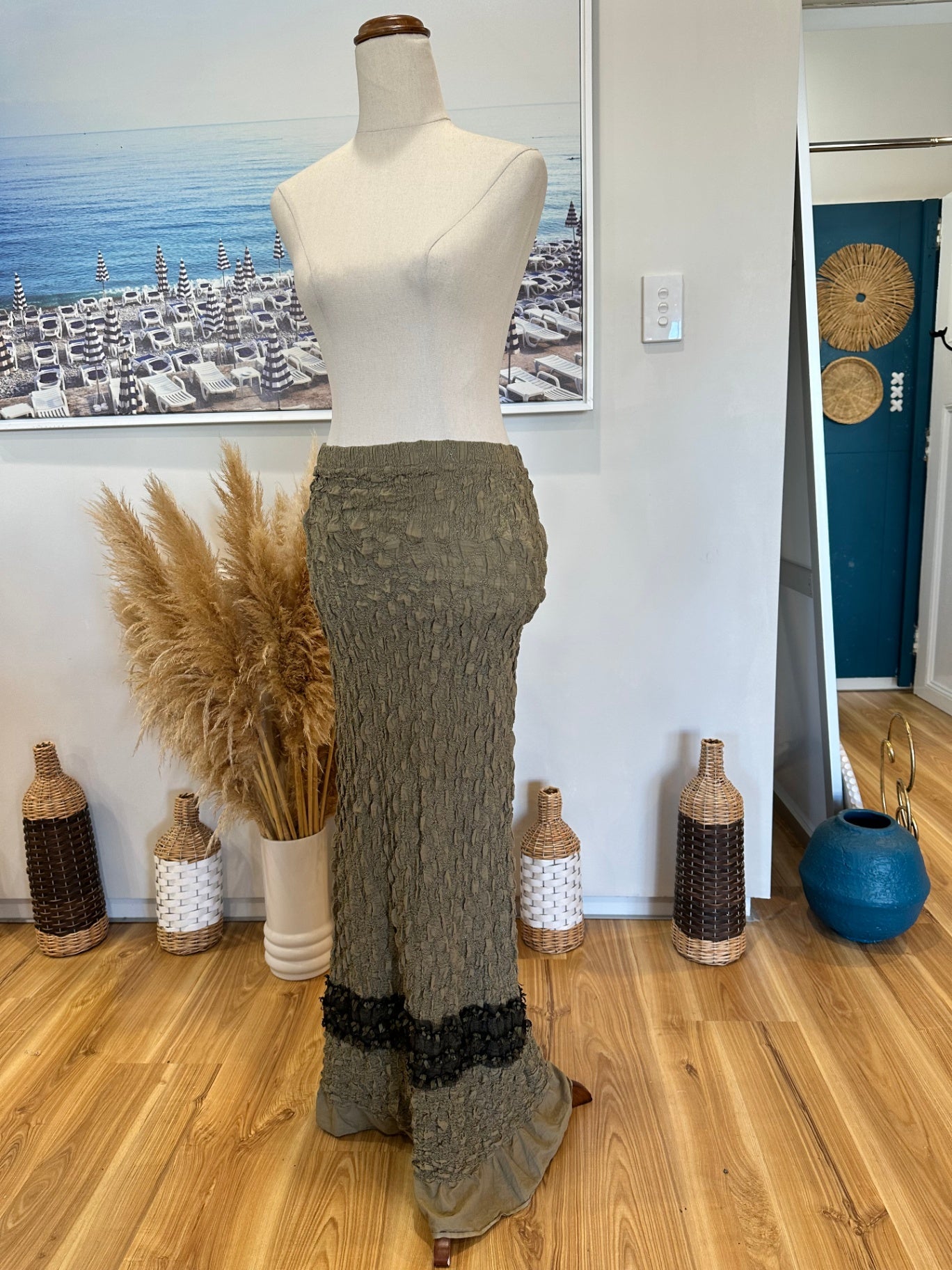 [SALE] Sassie J - Olive Green - Maxi Skirt - Small / Medium