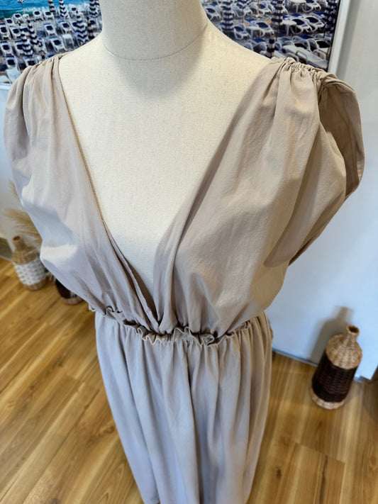 [SALE] Zara - Goddess Dress - Medium - Beige - 100% Cotton