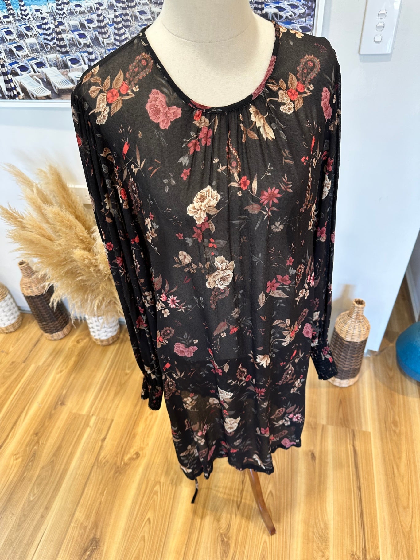 [SALE] Max Dress - Size 12 - Black with boho floral pattern