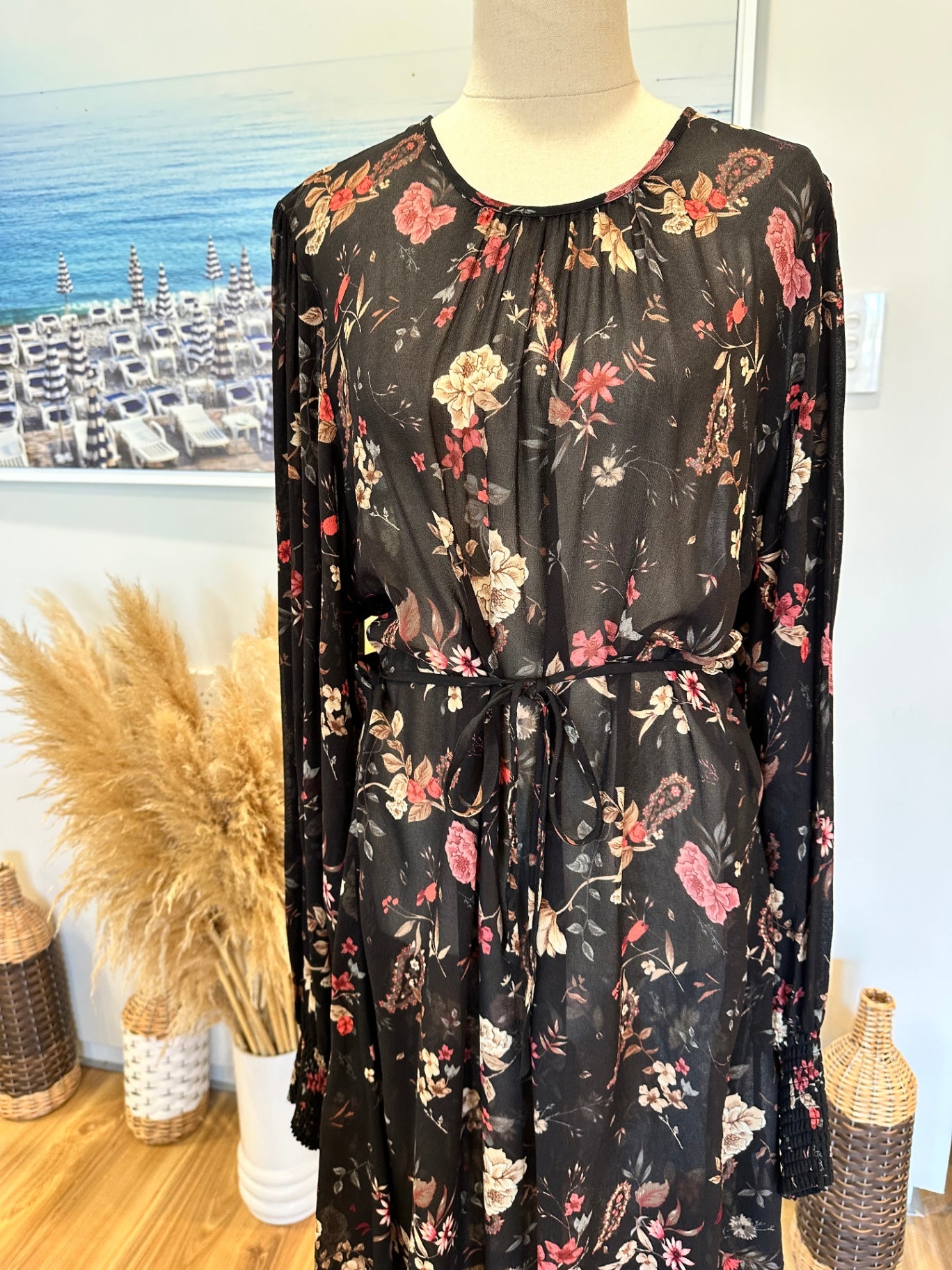 [SALE] Max Dress - Size 12 - Black with boho floral pattern