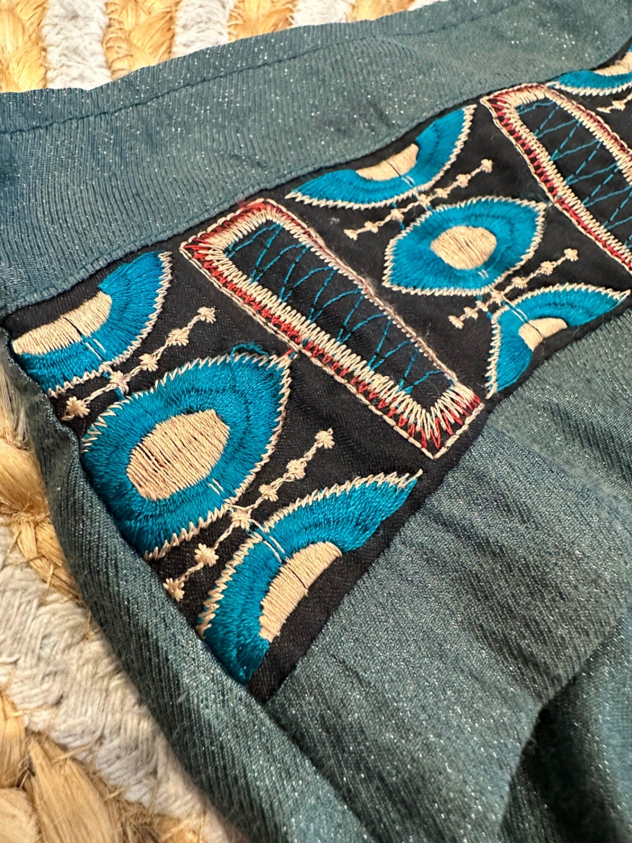 On Stage - Pants - Size 10 - Green with embroidered Waistline