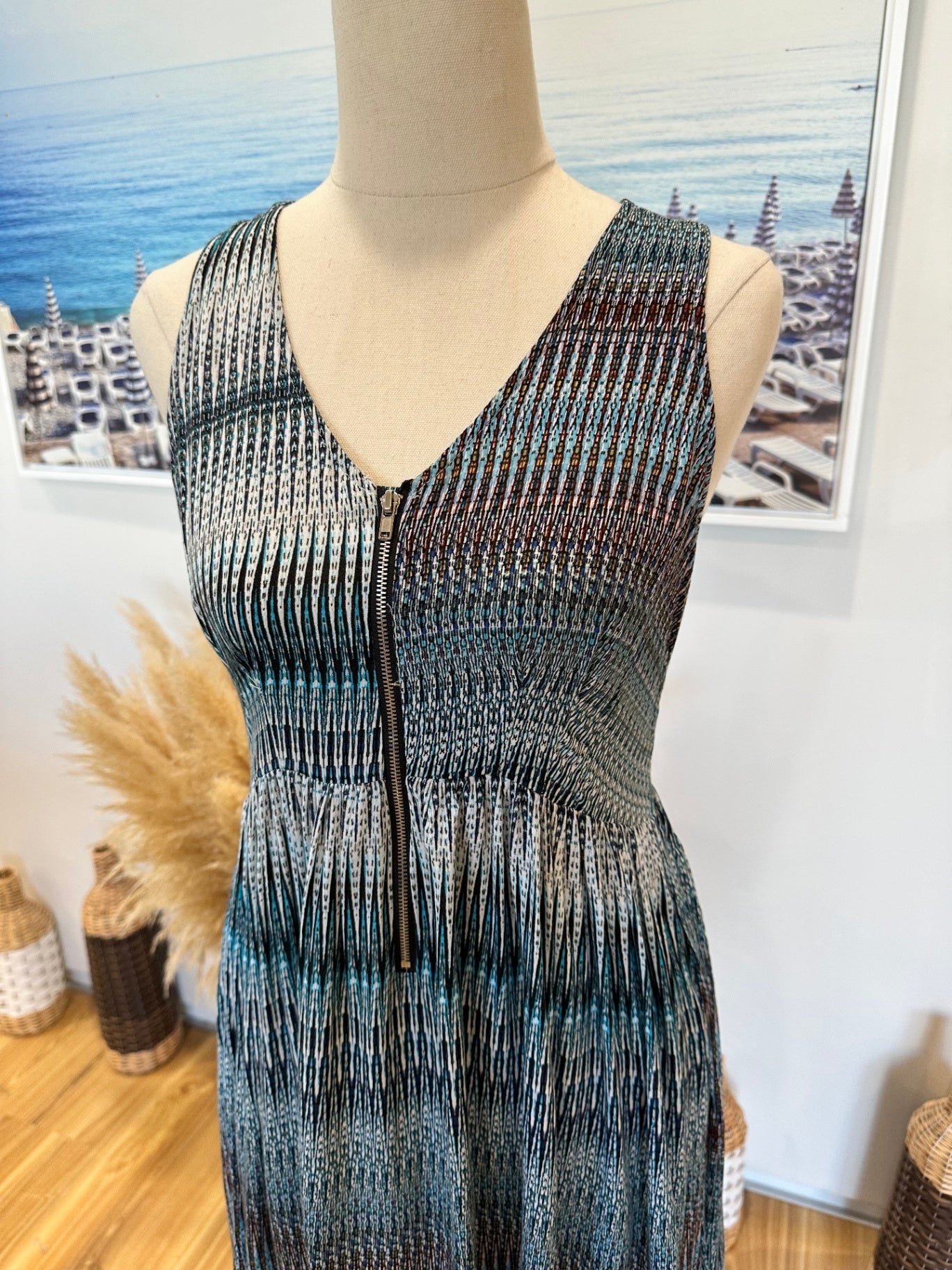 Spiral - Bohemian Maxi Dress - Size 10 - Ocean Tones
