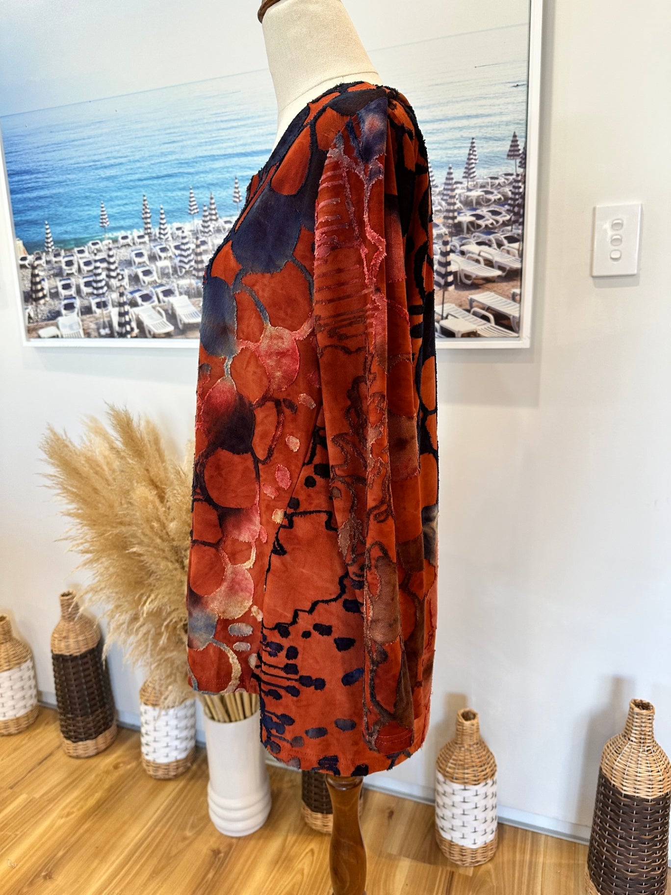 [SALE] Merric - Top - Size 8 - Rust orange with velvet texture