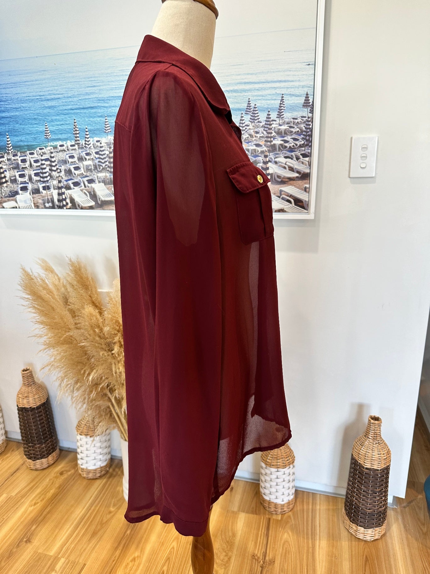 Cotton On - Blouse - Medium - Burgundy