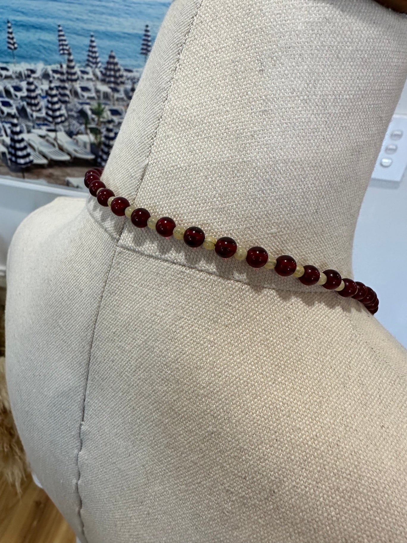 Necklace - Amber and Brown with Heart Pendant