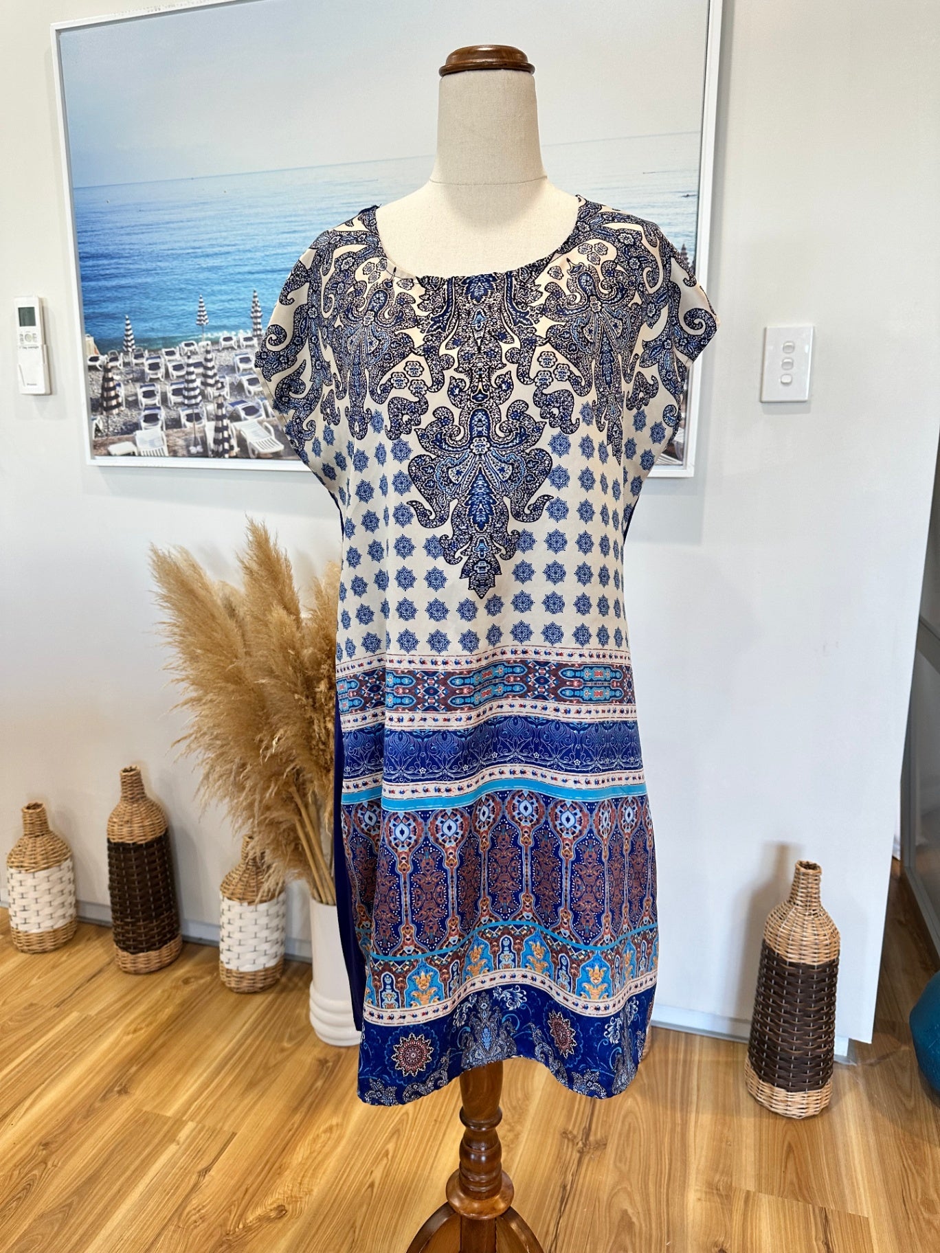 Spirit Dress - Size 12 - Blue and white paisley print