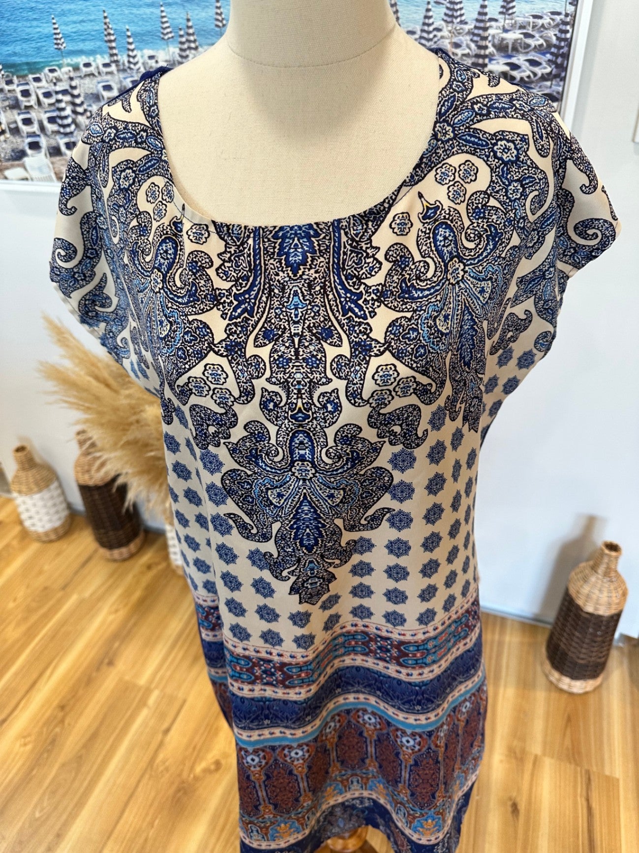 Spirit Dress - Size 12 - Blue and white paisley print