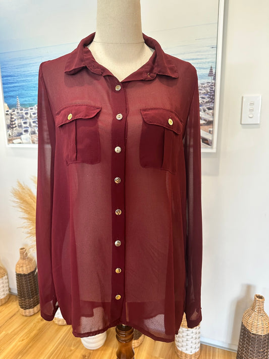 Cotton On - Blouse - Medium - Burgundy