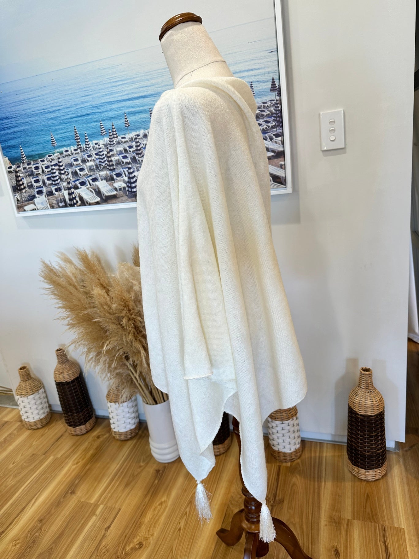 Shawl / Poncho - Cream - One Size