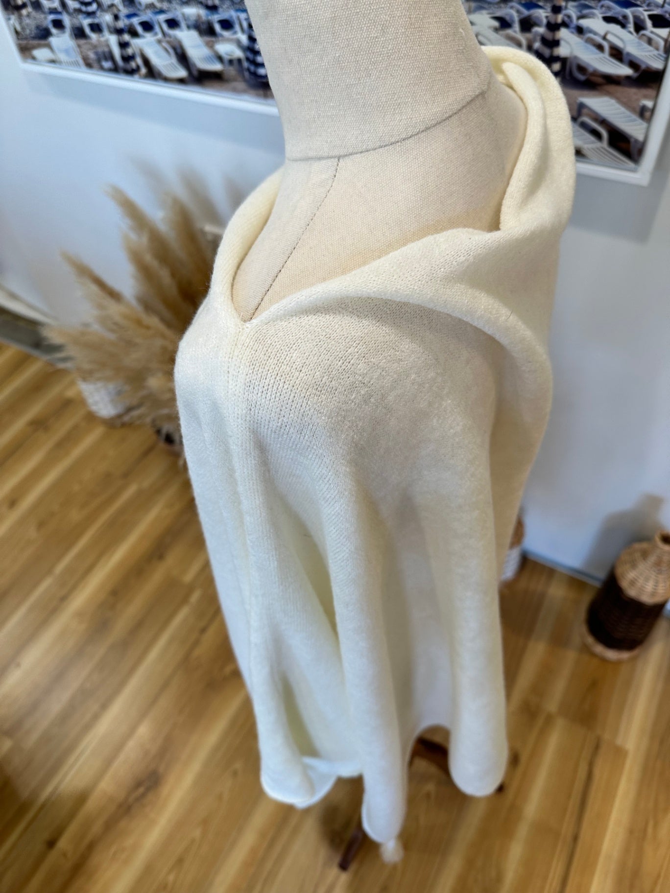 Shawl / Poncho - Cream - One Size