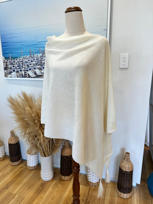 Shawl / Poncho - Cream - One Size