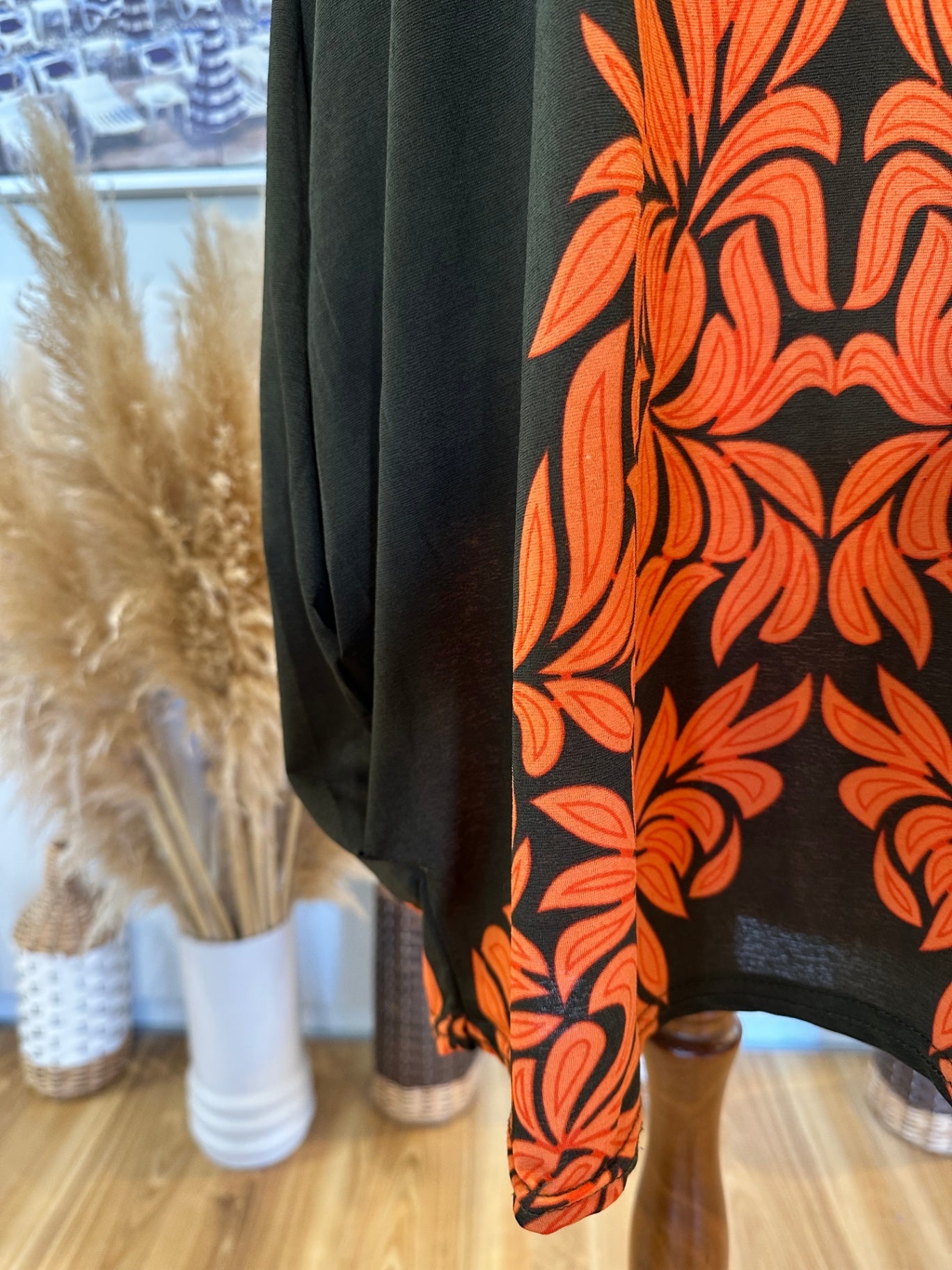 Boho Dress - Small / Medium - Brown with yellow, purple, and orange patterns