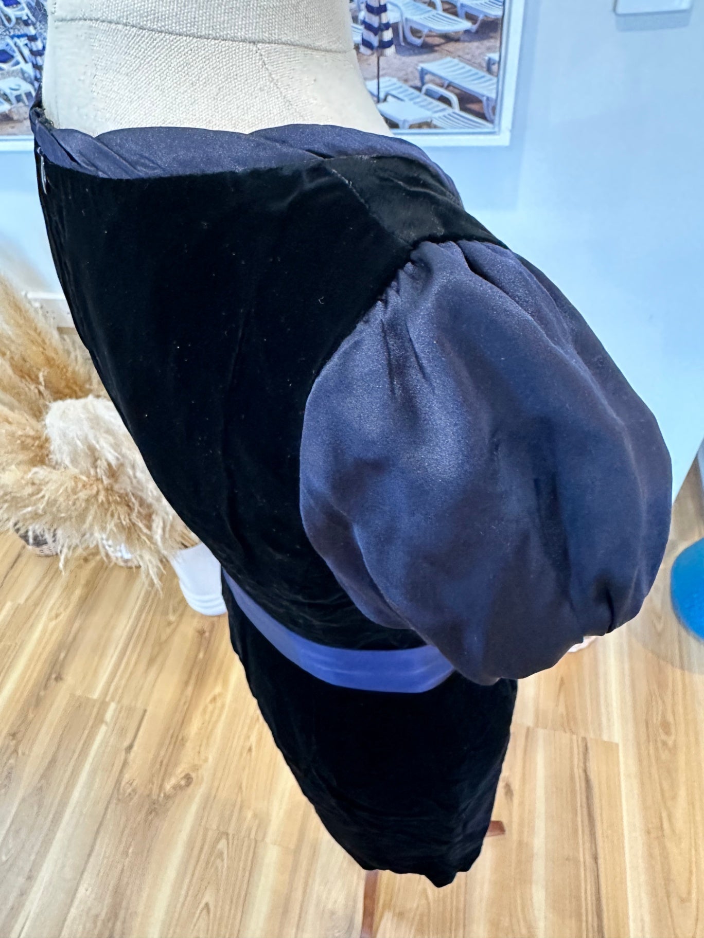 Velvet Dress - Small - Black with navy blue accents