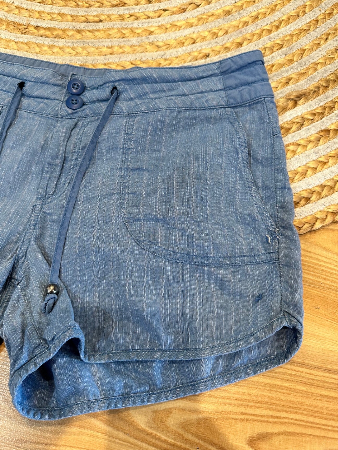 Prana - Summer Shorts - Size 10 - Blue - 85% Organic Cotton + 35% Hemp