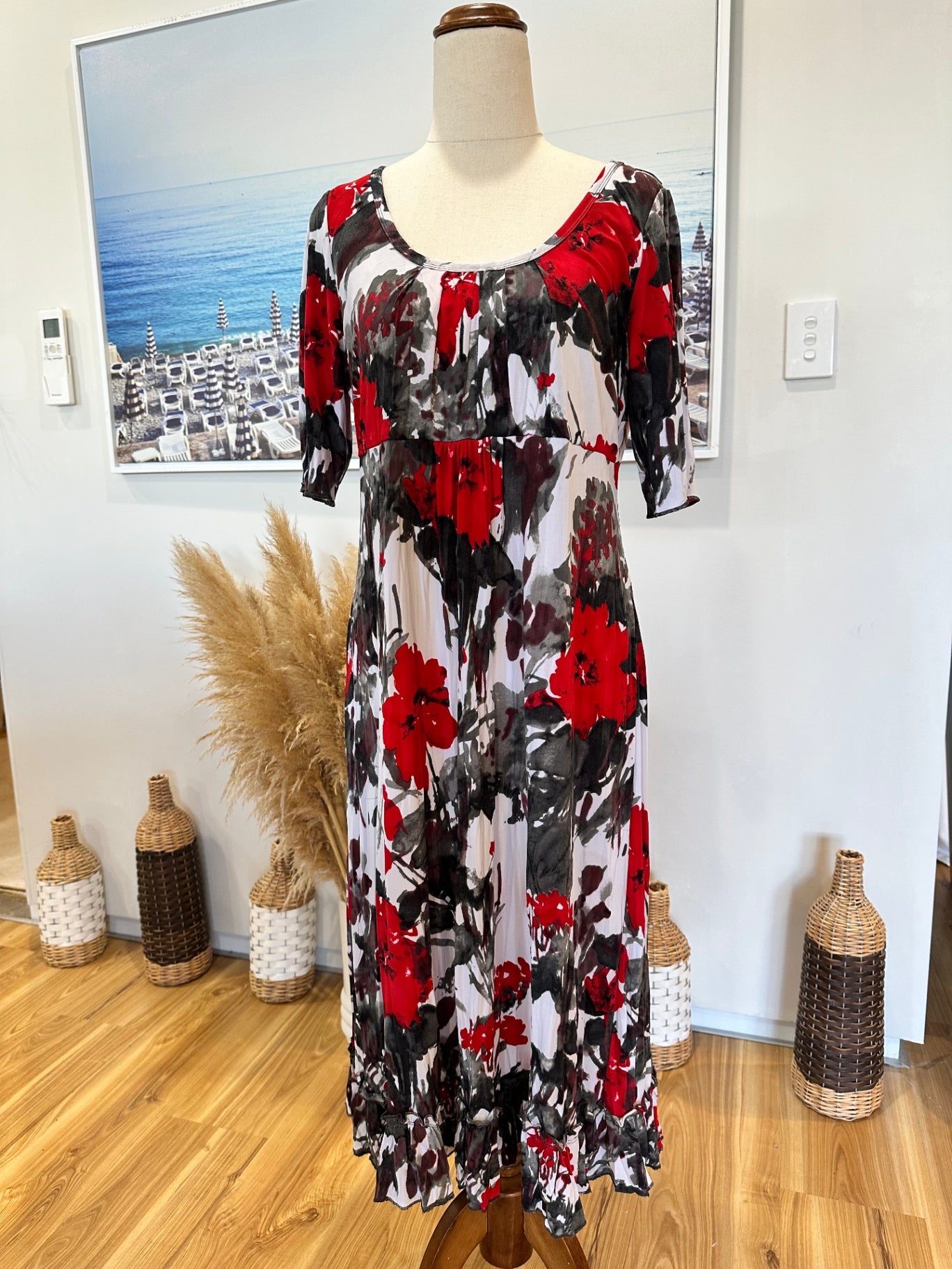 Cachet - Dress - Size 10 - Red, Black, White, Gray