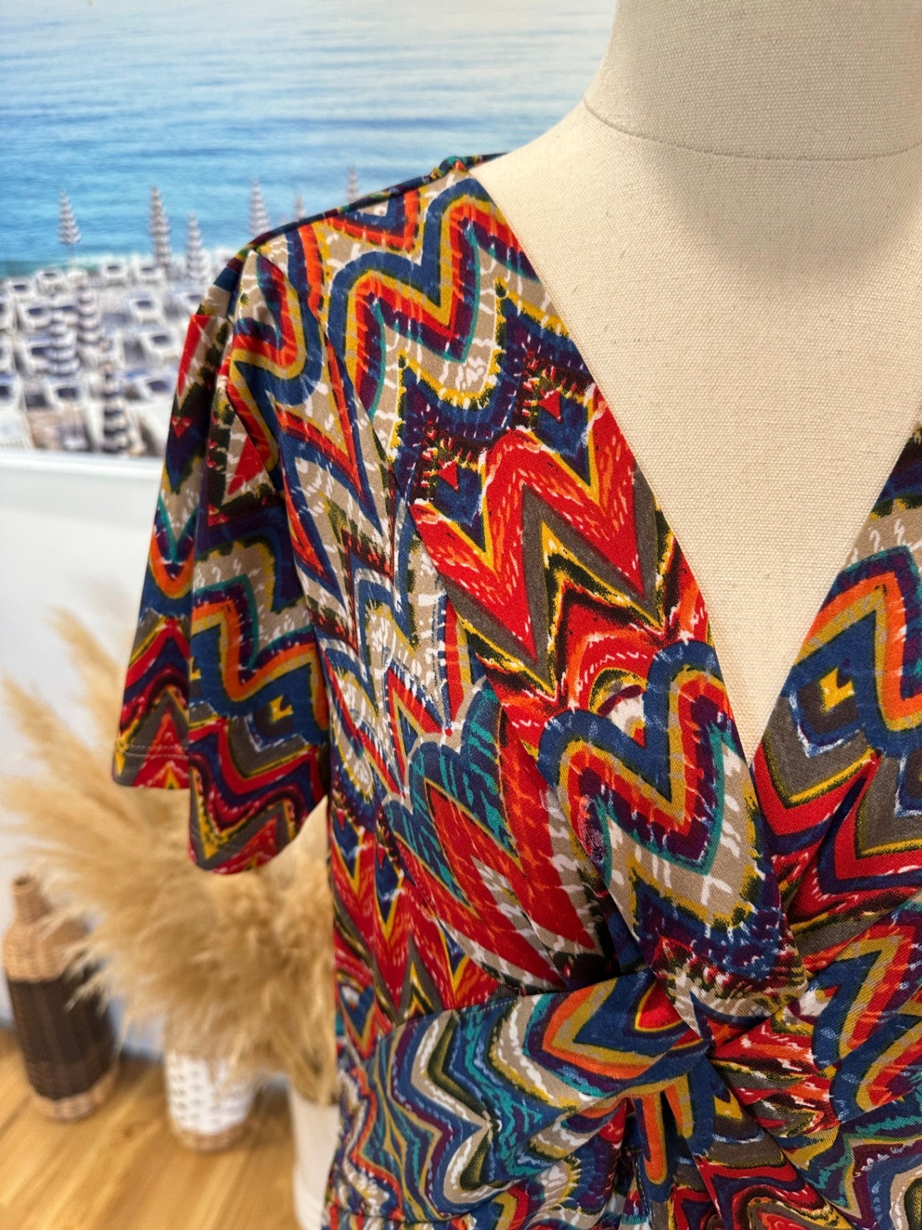 V Neck Blouse - Medium - Missoni-esque Pattern 