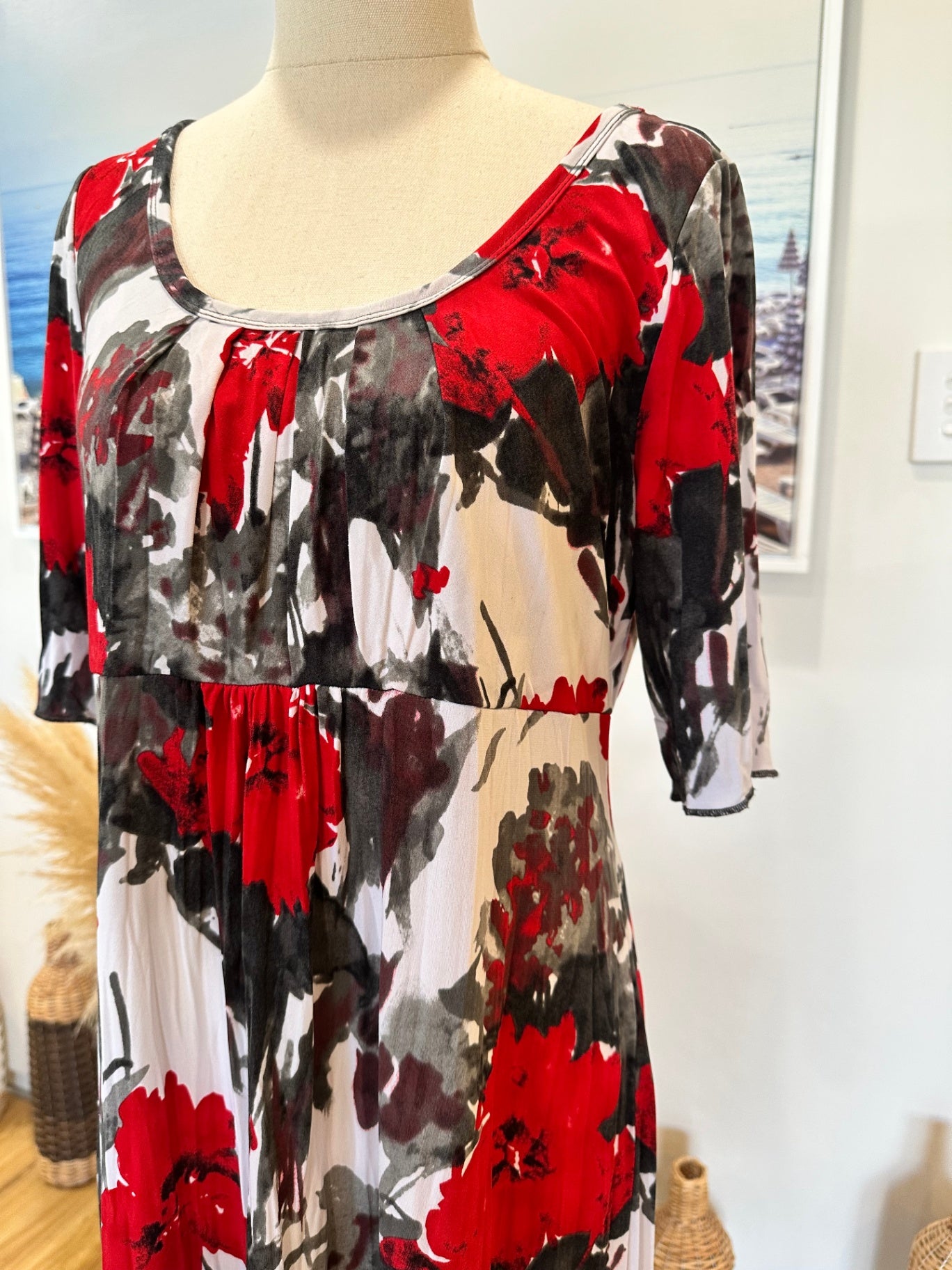 Cachet - Dress - Size 10 - Red, Black, White, Gray