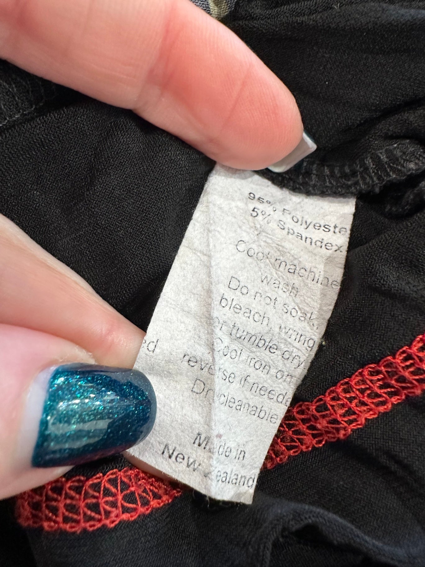 David Carmody - Asymmetrical Top - Size 16 - Black with red, white, and gold patterns