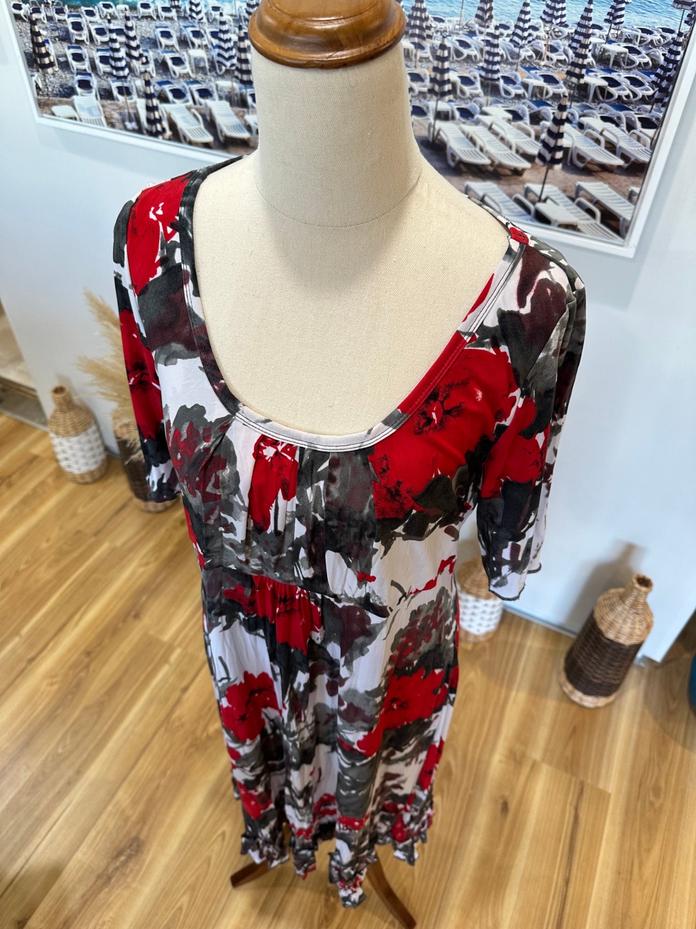 Cachet - Dress - Size 10 - Red, Black, White, Gray