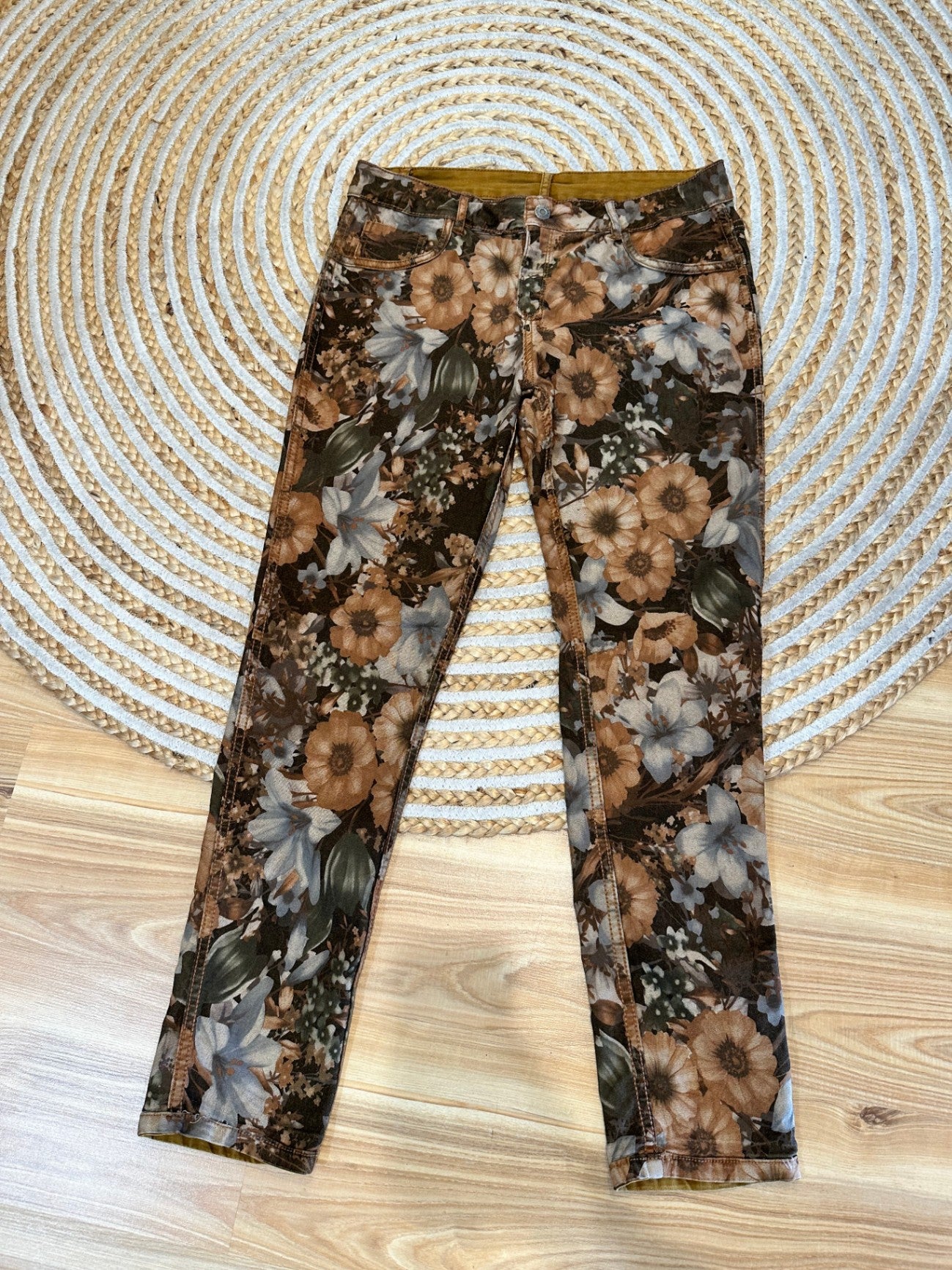 Onado Reversible Pants / Jeans - Medium - Floral & Mustard