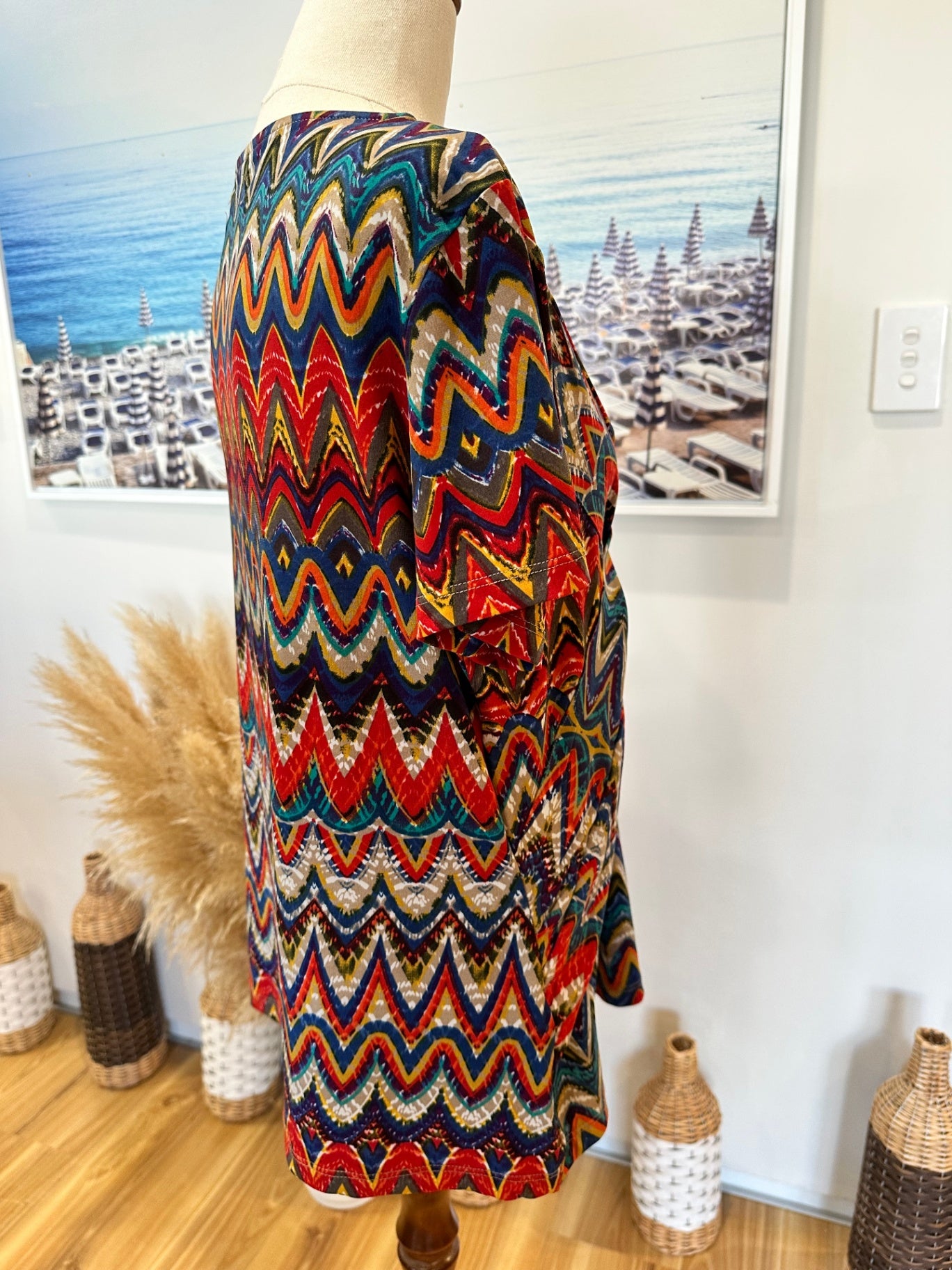 V Neck Blouse - Medium - Missoni-esque Pattern 