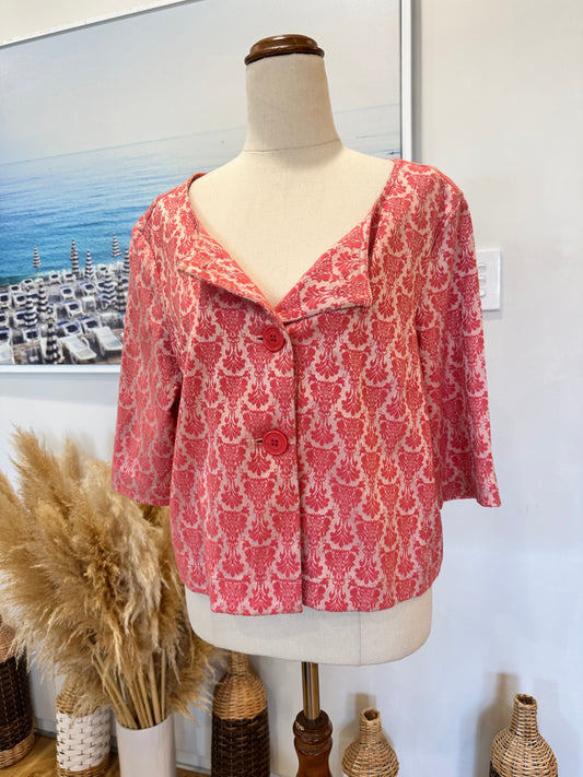 Ben Sherman - Damask Crop Jacket - Size Large - Pink
