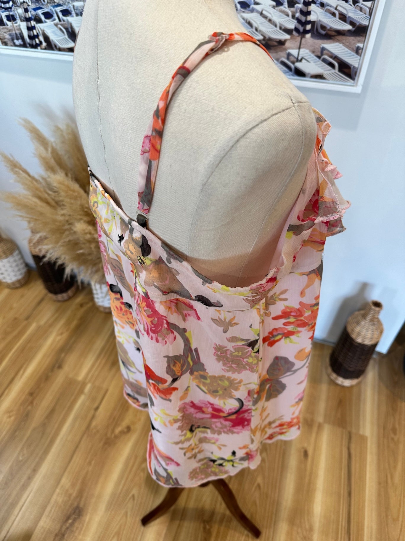 Summer Top - Size 12 - Pink with multi-colour floral print