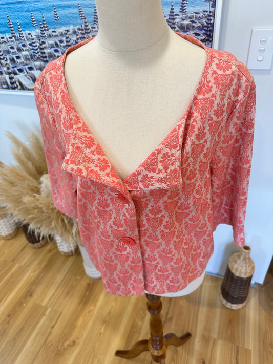 Ben Sherman - Damask Crop Jacket - Size Large - Pink