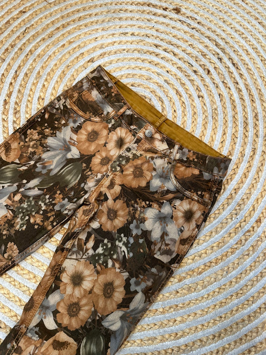 Onado Reversible Pants / Jeans - Medium - Floral & Mustard