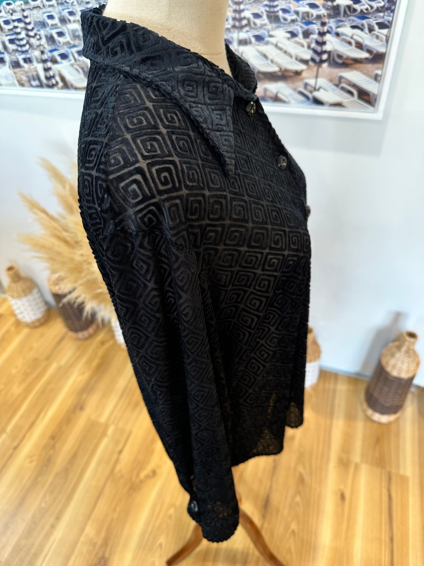 Paulls - Velvet Blouse - Medium - Black