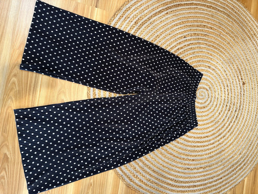Pleated Pants - Small / Medium - Black with white polka dots