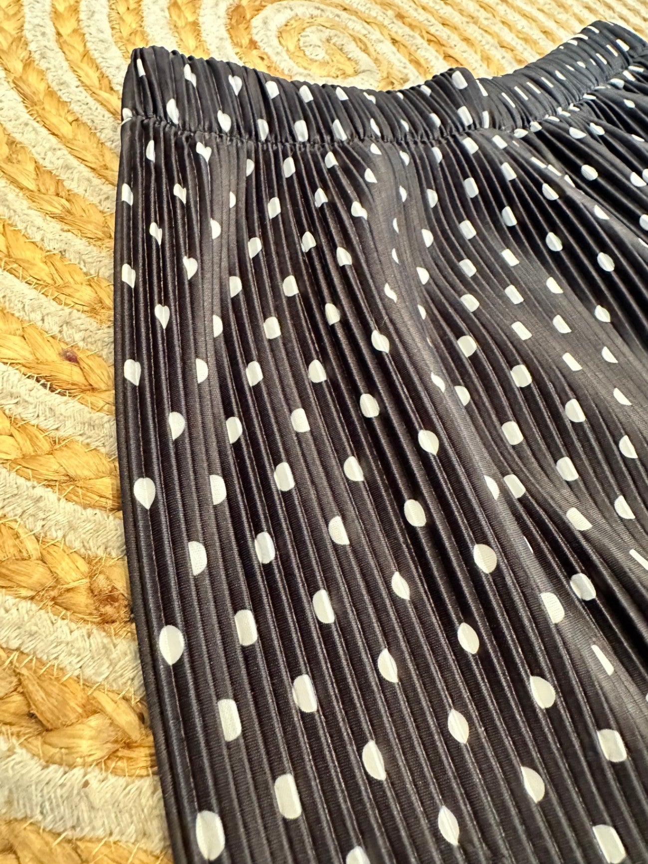 Pleated Pants - Small / Medium - Black with white polka dots