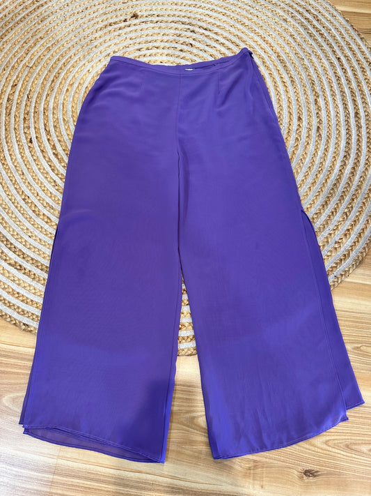 Classique - Wide Leg Pants with Splits - Size 16 - Lavender